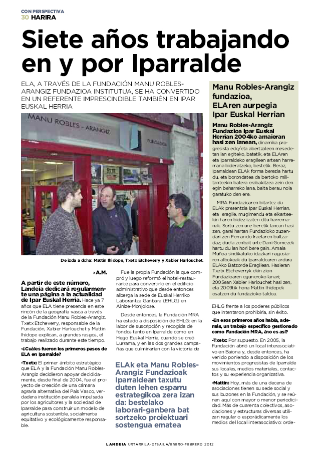 Manu Robles-Arangiz Fundazioa, ELAren aurpegia Ipar Euskal Herrian 
