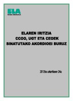 ELAREN IRITZIA CCOO, UGT ETA CEOEK SINATUTAKO AKORDIOEI BURUZ 