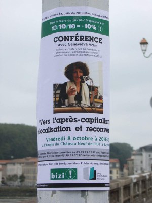 “Vers l’après-capitalisme : relocalisation et reconversion” Conference par Geneviève Azam