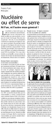 Nucléaire ou effet de serre. Ni l’un, ni l’autre mon général ! 